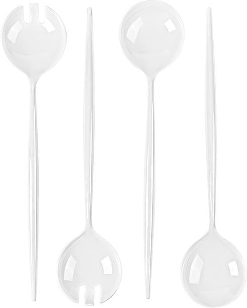 Novelty Servware White Plastic Serving Set, Includes 2 Serving Spoons and 2 Sporks for Events