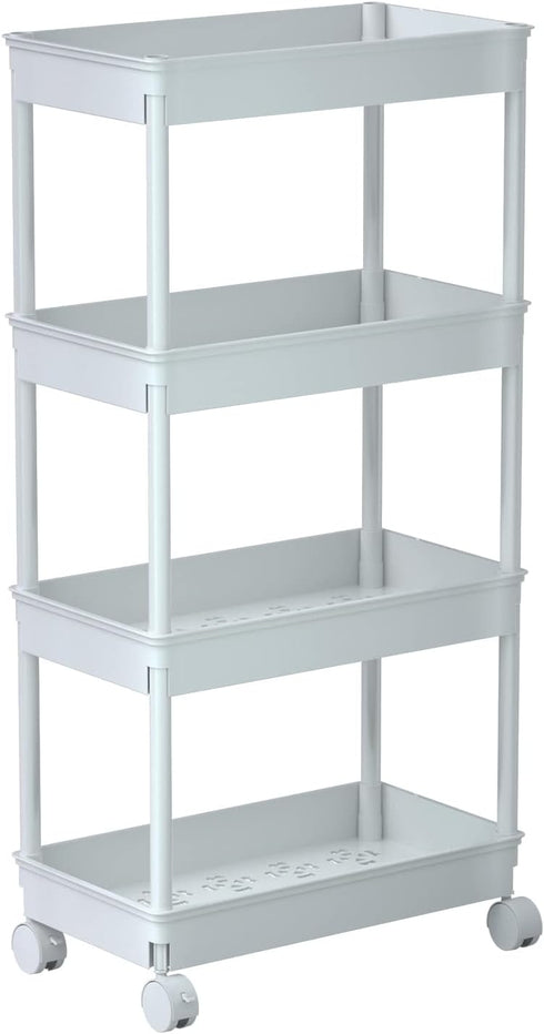 Sooyee 4 Tier Wide Storage Cart Mobile Shelving Unit Organizer Slide Out