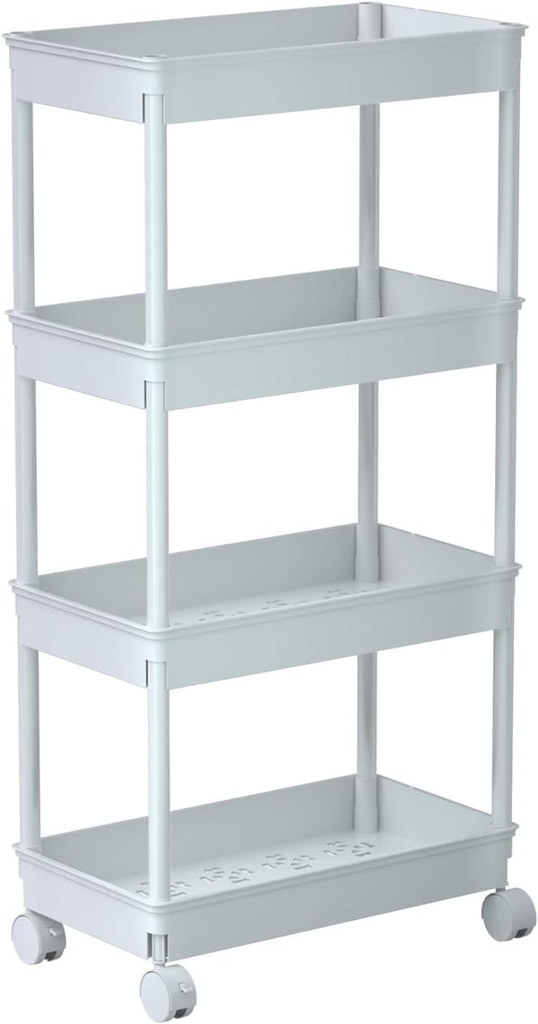 Sooyee 4 Tier Wide Storage Cart Mobile Shelving Unit Organizer Slide Out