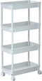 Sooyee 4 Tier Wide Storage Cart Mobile Shelving Unit Organizer Slide Out