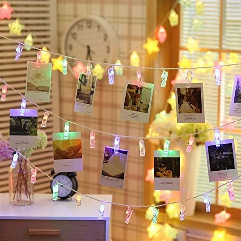 Magnoloran 20 LED Photo String Lights Photo Clips Battery Powered Fairy Twinkle Lights, Wedding Party Home Decor Lights
