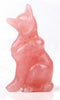 AITELEI Natural Hand Carved Pink Rose Quartz Fox Statue Charm for Good Luck, Grounding Stone Protection Decor