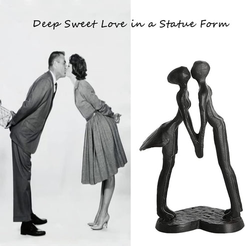 Iron Anniversary Couple Sculpture - Romantic Heart Statue for Home Decor, Gifts for Wife, Wedding Anniversary,