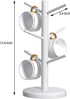 Mug Holder Tree, Coffee Bar Accessories, Wood Coffee Cup Rack with 6 Hooks for Countertop, White