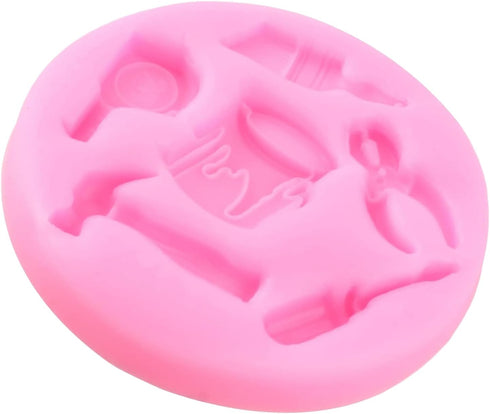 Mini Construction Tools Fondant Mold for Cake Decorating, Hand Tools Silicone Molds for Cupcake Topper Chocolate Candy