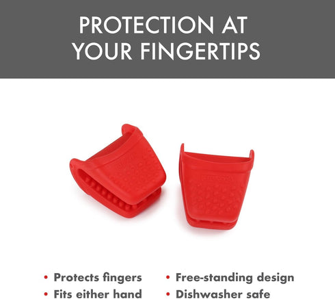Dexas Micromitt Silicone Oven Mitts - Heat Resistant to 450°F, Set of 2, Non-Slip Grip, Red