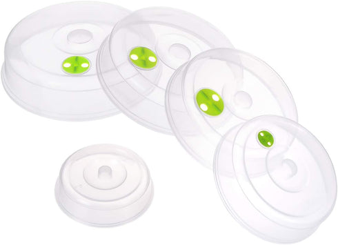 Set of 5 Microwave Plate Covers with Adjustable Steam Vents; Splatter Covers for Large & Small Food Plates