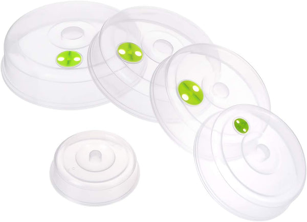Set of 5 Microwave Plate Covers with Adjustable Steam Vents; Splatter Covers for Large & Small Food Plates
