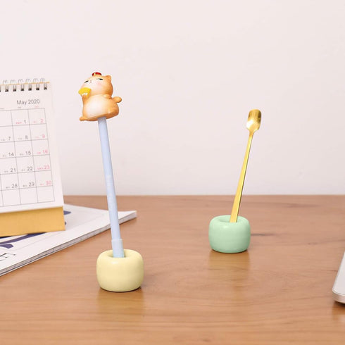 Mini Ceramics Toothbrush Holder Stand for Bathroom Vanity, Handmade Couple Holder, Pack of 2