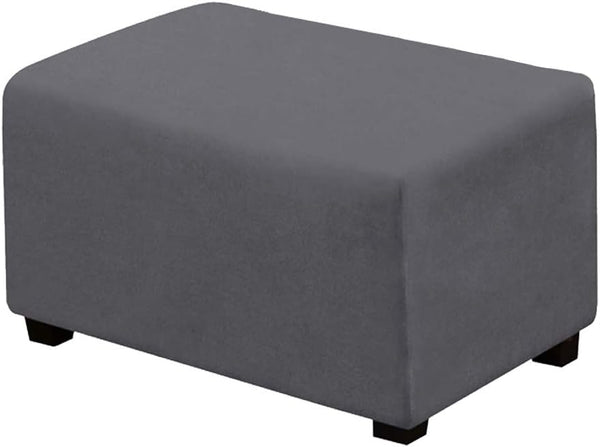 VIENLOVE Rectangle Ottoman Slipcover Luxury Suede Footstool Protector Covers Stretch with Elastic Bottom