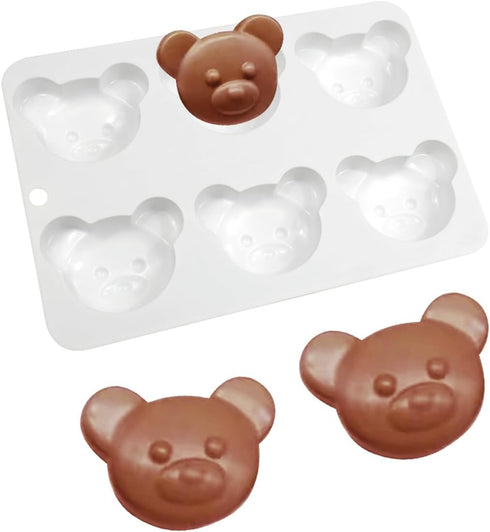 6 Cavity Bear Silicone Chocolate Mold for DIY Cake, Ice Cubes, Pastry, Biscuit, Manual Baking Accessories