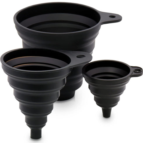 3 Sizes Kitchen Funnel Set, Food Grade Silicone Collapsible Funnels for Filling Bottles, Liquid & Powder Transfer