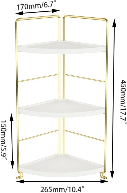 Golden 3-Tier Kitchen Spice Rack, Triangle Bathroom Countertop Storage Shelf, Stackable Organizer, Corner Shelf