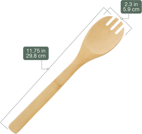 Bamboo Serving/Cooking Utensils, B16 Cooking Spoon with Teeth, 5 Pieces