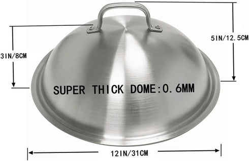 ZBXFCSH Griddle Accessories - Heavy Duty 12 Inch Round Basting Cover, Stainless Steel Cheese Melting Dome
