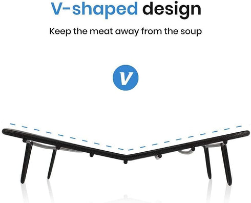 TreeLen Roasting Rack for Roasting Pan, V Shape Non-Stick Wire Rack, 10×8" Black for Cooking and Grilling