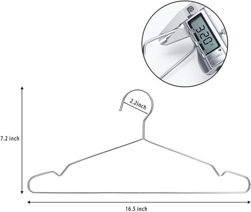 Seropy Coat Hangers, 10 Pack Heavy Duty Stainless Steel Hangers with Non Slip Grooves, 16.5 Inch Ultra Thin Metal