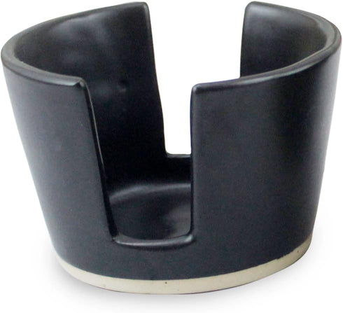 Roro Ceramic Matte Black Sponge Holder for Kitchen Sink, with Unglazed Underneath