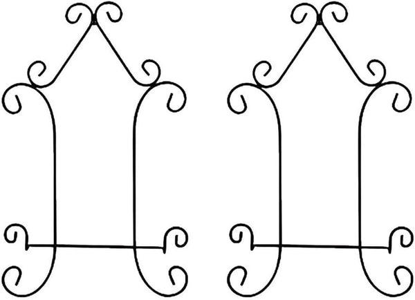 Iron Hanging Display Stand for Art, Photo Holder, Industrial Style Metal Stand for Books, Bowls, Platters (2 Pack)