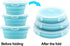 GLE2016 Collapsible Bowls, Silicone Food Storage Containers with Lids for Camping, Round Lunch Containers, Blue