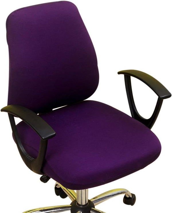 Computer Office Chair Cover, Washable Dining Chairs Covers, Split Protective & Stretchable Armchair Slipcover (Purple)