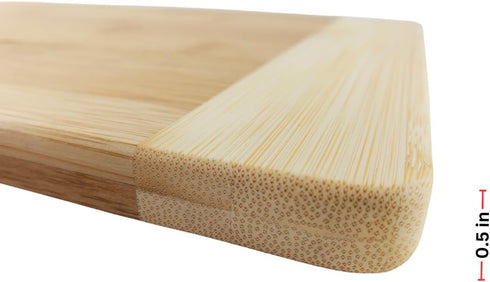 Premium Natural Two Tone Bamboo Cutting Board, 13.5" x 11.5", Thick Sturdy Reversible Serving Tray