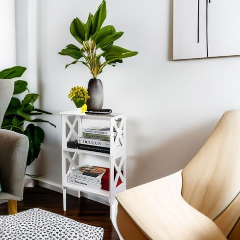 Lechay Slim White Side Table - Perfect for Small Spaces
