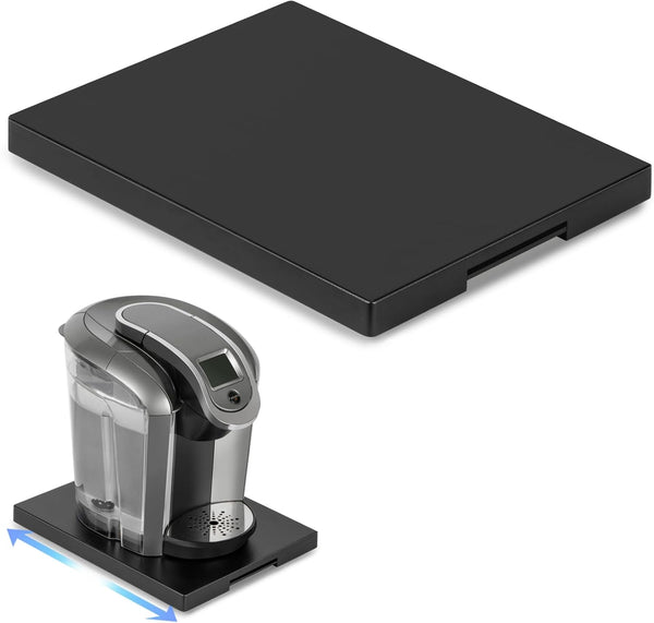 Appliance Slider, Wooden Sliding Tray for Coffee Maker, Kitchen Caddy Rolling Tray for Counter, Classic Black-Deep