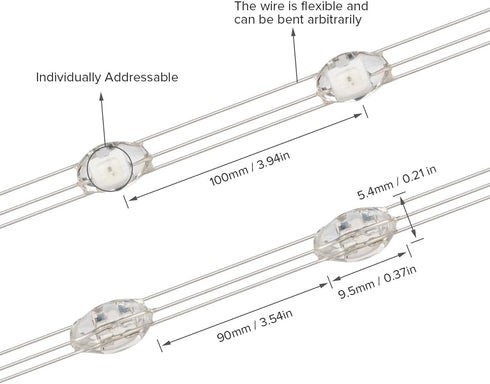 16.4ft 5m 50LEDs WS2812B DC5V BTF-LIGHTING Chasing Dream Full Color Twinkle Decorative Lights Addressable IC Fairy