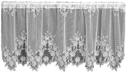 Heritage Lace Tea Rose 60-Inch Wide by 30-Inch Drop Tier Curtain, White