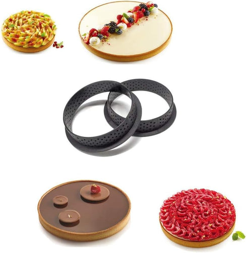 Tart Ring Molds, Hsxxf 8pcs Round Shape Cake Molds for Baking Mini Tart Rings