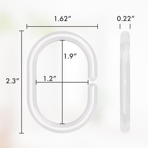 Amazer Plastic Shower Curtain Rings, 24 Pcs C Shaped Hooks for Shower Curtain, Clear for Bathroom