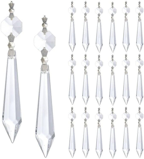Pack 20(2.4 inch) H&D HYALINE & DORA Crystal Icicle Prisms Clear Glass Bead Octogan for Lamp Drop Chandelier DIY