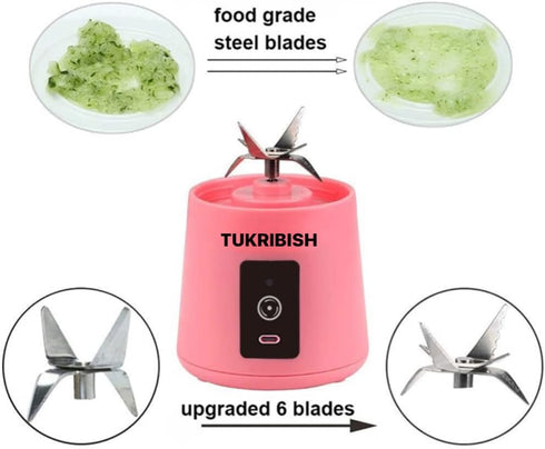 Portable Blender, Personal Size for Shakes and Smoothies, USB Rechargeable Mini Travel Fruit Juicer Cup Mixer, 13oz
