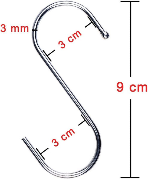 20 Pack 3.5 Inch S Hooks, Heavy Duty for Plants, Hangings, Outdoor, Lights, Cups - Large Hangers for Kitchen, Bathroom,