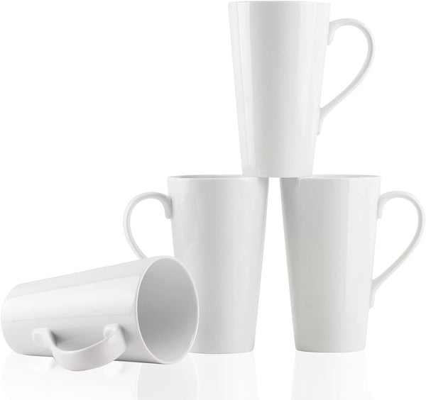 Large Coffee Mugs Set, 16 OZ Tall Coffee Cups with Handle, White Coffee Mugs Set of 4 for Coffee, Tea, Cocoa
