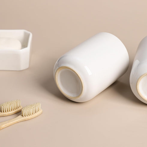 Gaolinci 2 8 Oz Pcs Simple Solid Color Ceramic Mouthwash Cups, Bathroom Brushing Cup