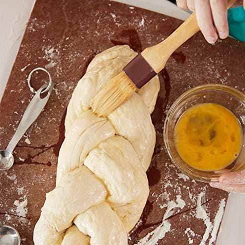 Boao 4 Pieces Natural Bristle Pastry Brush, Beech Wooden Handle Basting & BBQ Brushes for Cooking & Baking