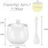 TkoYuHm 7oz Farmhouse White Ceramic Sugar Bowl with Lid and Spoon Salt Container Jar for Coffee Table Porcelain