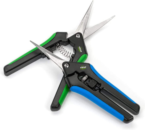 Yieldcropper Hydroponic 2Pack Microtip Straight Blade/Curved Blade Flower Leaf Trimmer Pruning Shears