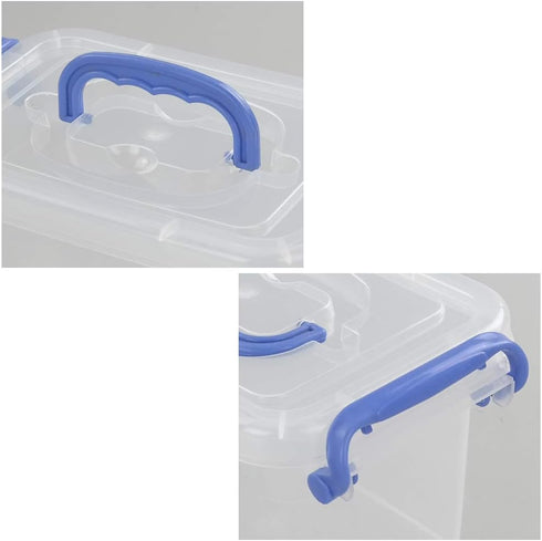Morcte 1.5 L Mini Plastic Storage Bin - Clear Small Latch Box, Pack of 6