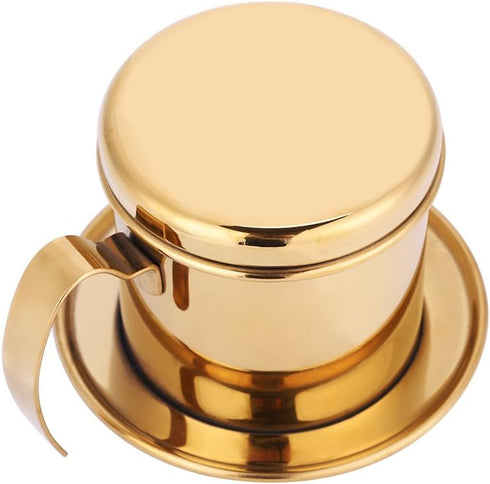 Vietnamese Coffee Filter Maker, Stainless Steel Drip Filter Cup for Home Office Cafe (Gold)