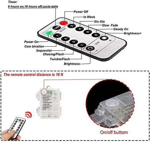 LED Rope Lights Outdoor String Light, 40Ft Battery Powered with Remote Control, 8 Modes Color Changing Waterproof