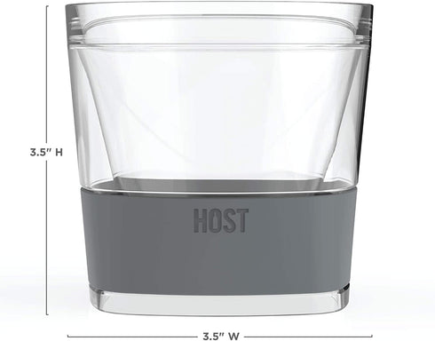 Host Freeze Cooling Cups Set of 2, Old Fashioned Glass with Silicone Band for Whiskey Gifts, Grey