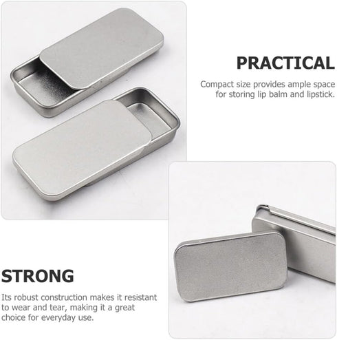 Hemoton 20pcs Rectangular Slide Top Tinplate Box, Sliding Cover Push-Pull Tin Box for Candies Jewelry Crafts Lip Balm