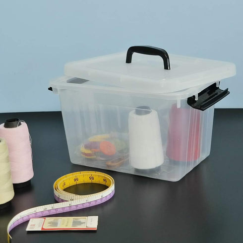 Obstnny 12 Quart & 6 Quart Plastic Latching Box, Clear Storage Bins with Handles and Lid