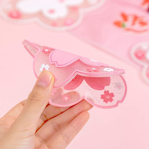 Set 4 Accessories(4.3in) Sakura Coasters of Kawaii Cup Mat Anti-Skid Pot Bowl Pad Placemats PVC Cherry Blossom Coaster