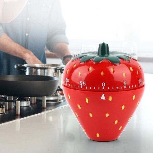 Maxmartt Strawberry Shaped Kitchen Timer, Wind Up 60 Minutes Manual Countdown Timer, Cute Loud Ring