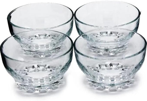 BOHEM'S Clear Glass Bowls Set of 4, 9.5 oz Small Serving Bowls for Dessert, Snack, Cereal, Fruit, Ice Cream
