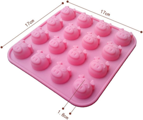 Silicone Chocolate Mold, Silicone Candy Jelly Ice soap Molds Cake Baking Mold of 16-Cavity Cute Animal'Different Face Piggy (2 Sets)